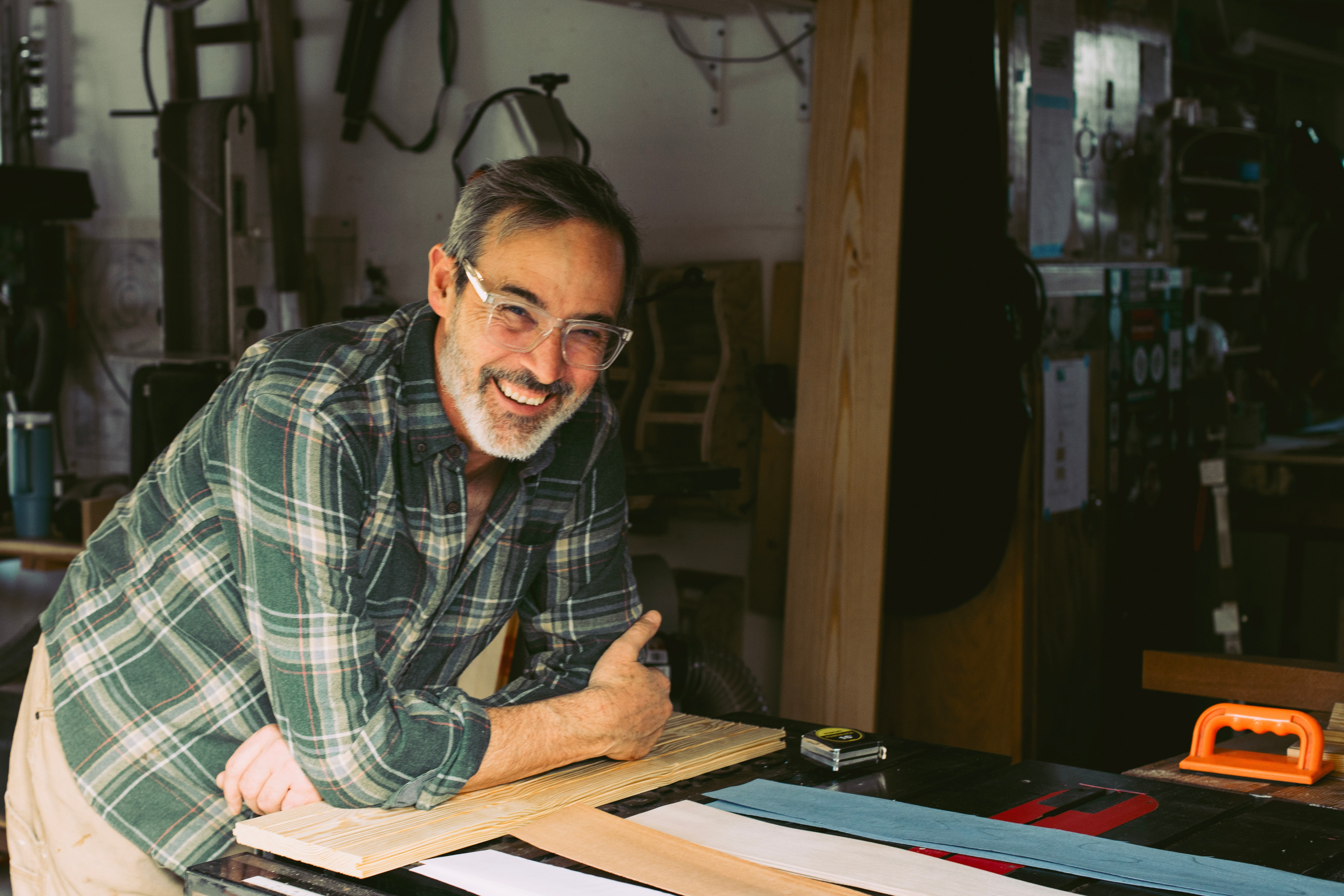Paul Raymond in his workshop